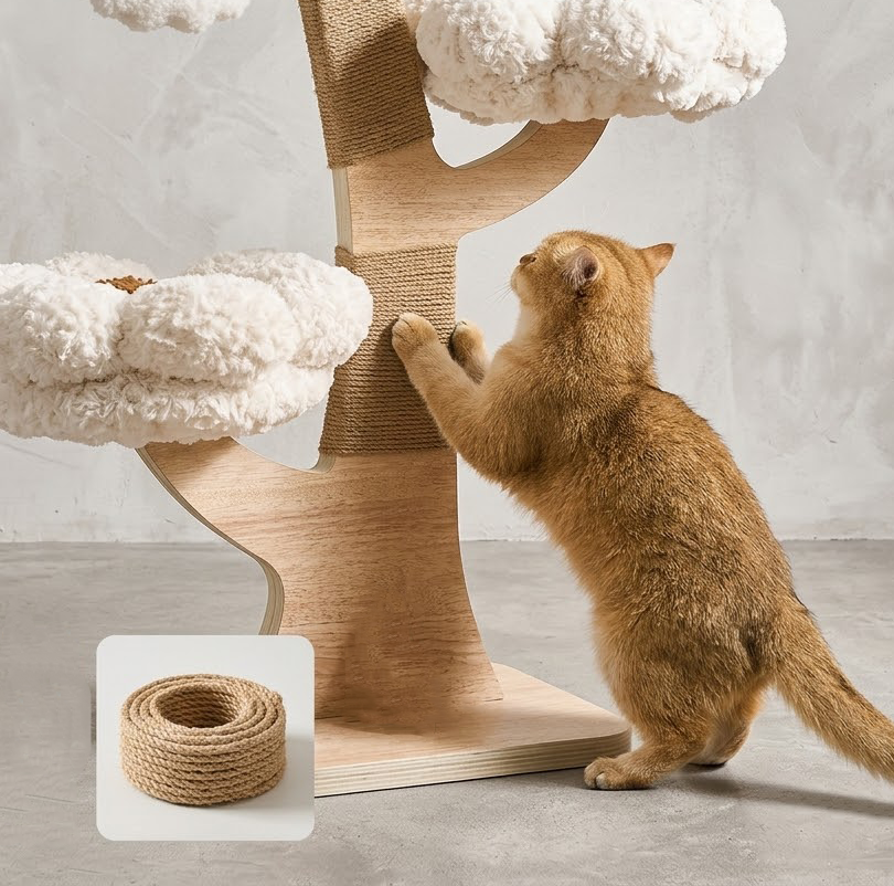 Zylotixcosh Modern Mushroom Cat Tree with Integrated Condo – Space-Saving Small Cat Tower with Natural Sisal Scratching Post & Plush Warm Bed for Winter