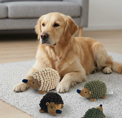 Zylotixcosh 3-Piece Plush Hedgehog Dog Toys - No Stuffing Squeaky Toys for Small to Medium Dogs