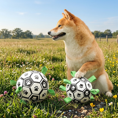 Zylotixcosh Dog Soccer Ball with Grab Tabs - Durable Interactive Outdoor Toy for Border Collies, Large & Medium Dogs - Indestructible Training Ball for Fetch, Water Play & Dental Health