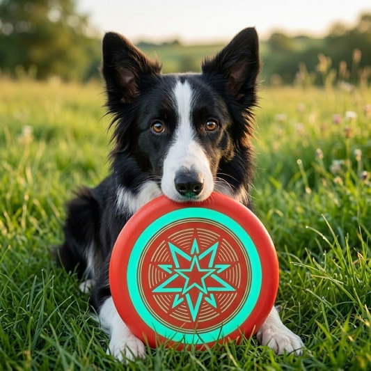 Zylotixcosh Glow in the Dark Dog Frisbee, Soft EVA Floating Flying Disc, Durable & Chew Resistant Training Toy for Small, Medium & Large Dogs, Ideal for Border Collies & Golden Retrievers