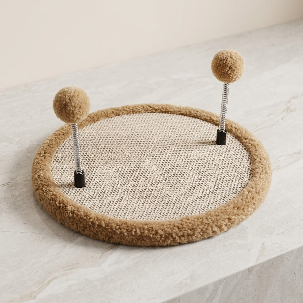 Zylotixcosh Cat Scratching Post with Spring Ball Interactive Toy, Natural Sisal Scratching Board