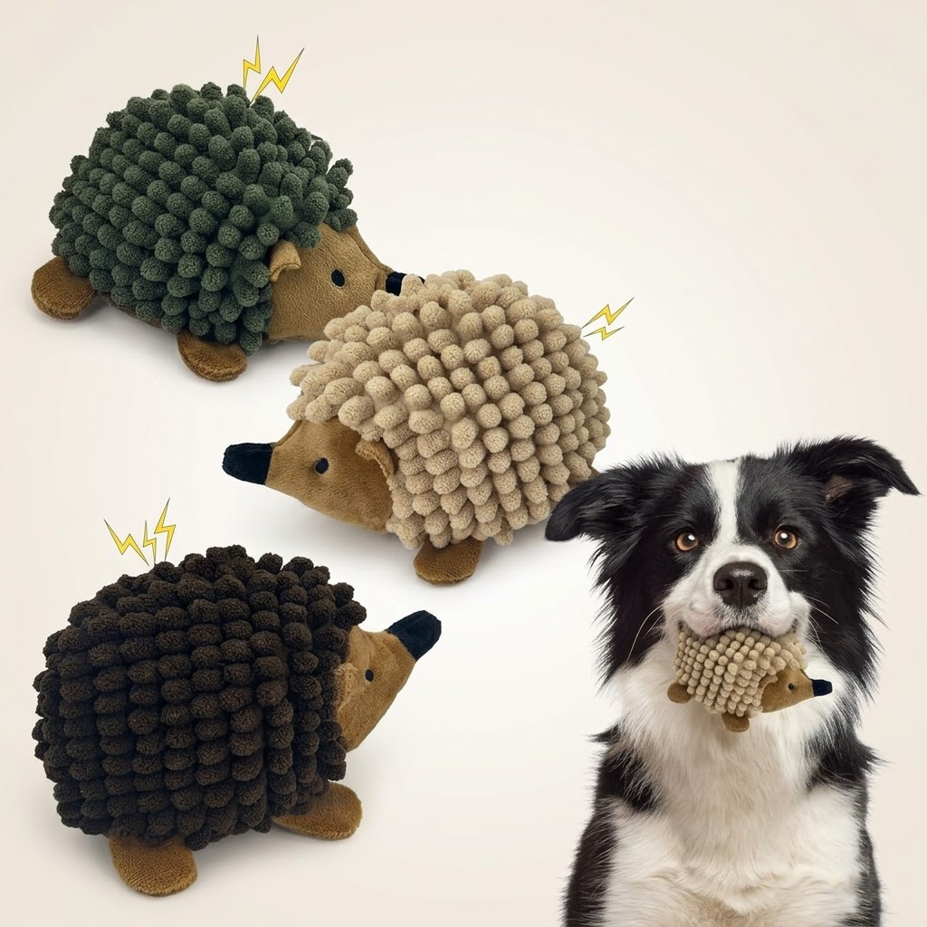 Zylotixcosh 3-Piece Plush Hedgehog Dog Toys - No Stuffing Squeaky Toys for Small to Medium Dogs