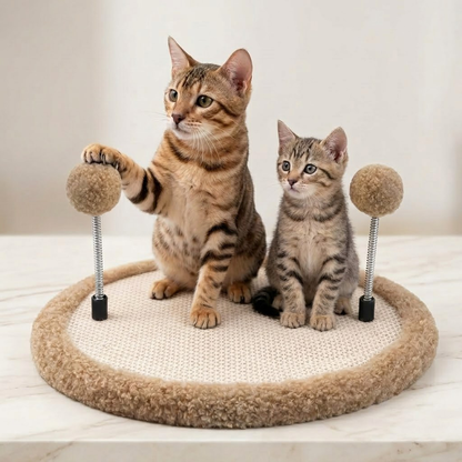 Zylotixcosh Cat Scratching Post with Spring Ball Interactive Toy, Natural Sisal Scratching Board