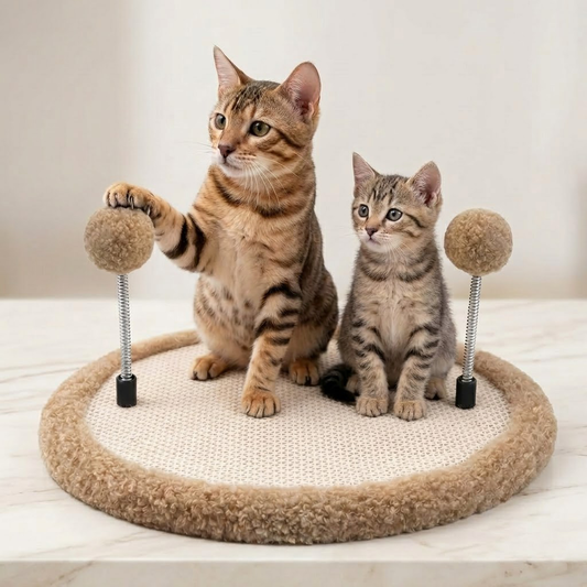Zylotixcosh Cat Scratching Post with Spring Ball Interactive Toy, Natural Sisal Scratching Board